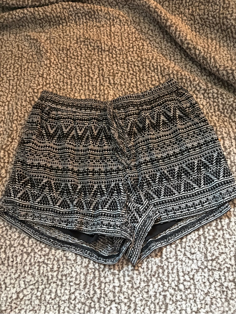 BeBop Black & White Patterned High Waist Shorts